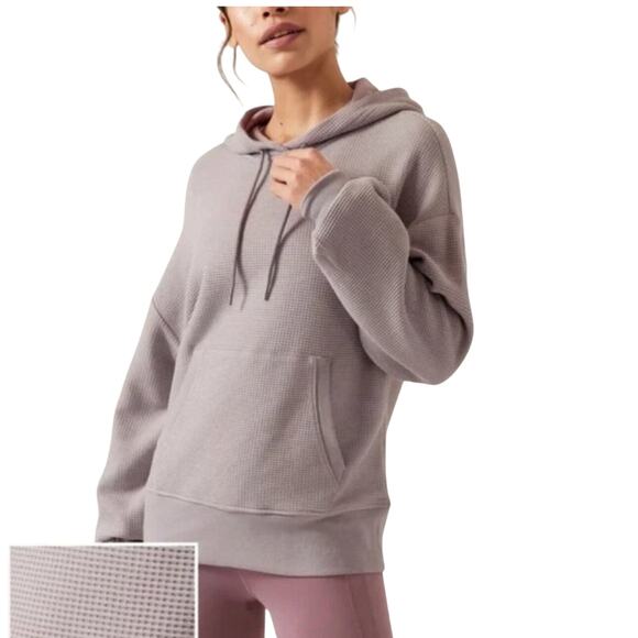 Athleta Balance Waffle Hoodie Gray XL Loungewear cozycore cabincore minimalist - Picture 2 of 11